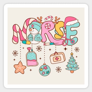 Retro Nurse Christmas Magnet